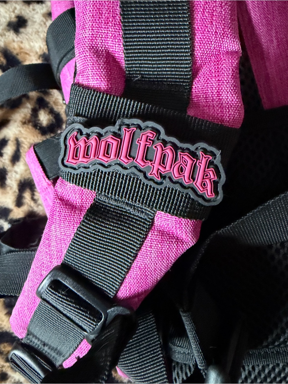 Pink Tactical-Style Backpack with Winged Skull Patch - Picture 3 of 8